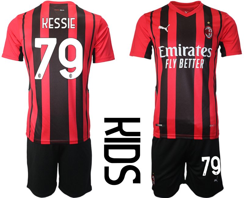 Cheap Youth 2021-2022 Club AC milan home red 79 Soccer Jersey